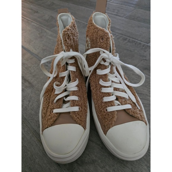 Converse All Star Lift Platform High Top Teddy Sneakers Brown Tan Womens 8.5 - Picture 2 of 8